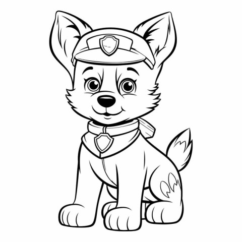 Cute cartoon dog in the form of a police officer.