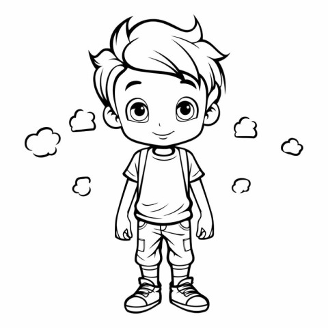 Cute little boy in casual clothes for coloring book