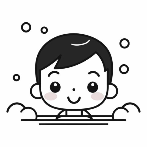 Cute boy swimming icon. Cartoon illustration of cute boy swimmin