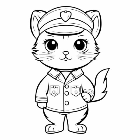 Black and White Cartoon Illustration of Cute Cat Animal Characte