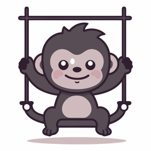 Monkey hanging on a seesaw cartoon character vector illustration