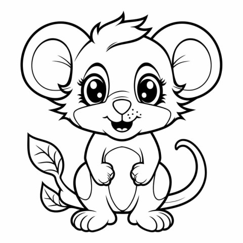 Cute cartoon mouse. Coloring book for children.