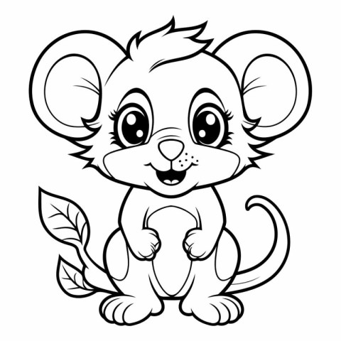 Cute cartoon mouse. Coloring book for children.