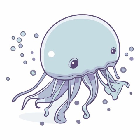 Illustration of a cute cartoon jellyfish on a white background.