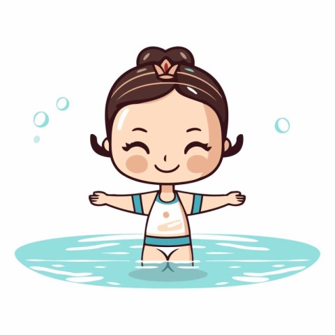 swim. swimming. water. pool. summer. cute. girl. cartoon. little