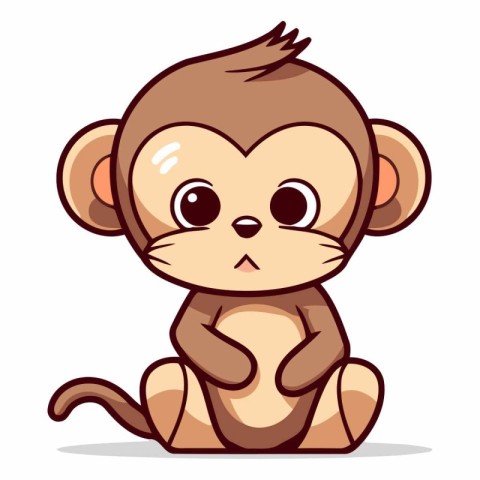 Cute cartoon monkey isolated on a white background.