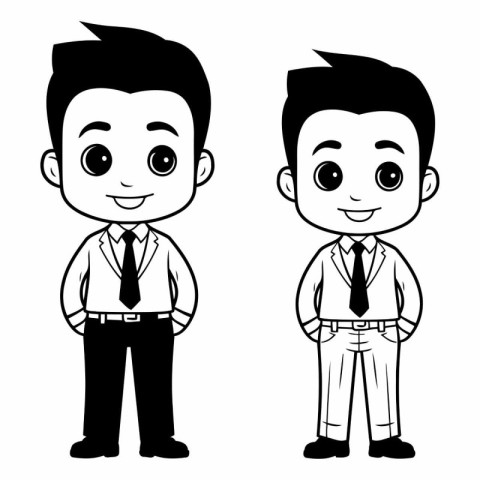 Businessman cartoon in black and white graphic design.