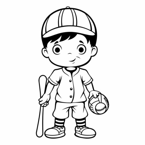 Baseball Player Boy Cartoon Mascot Character Vector Illustration