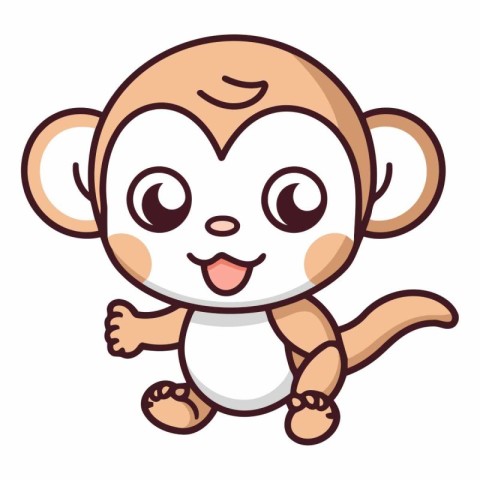 cute little monkey cartoon vector illustration graphic design ve