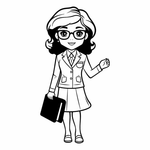 cute businesswoman with briefcase and glasses vector illustratio