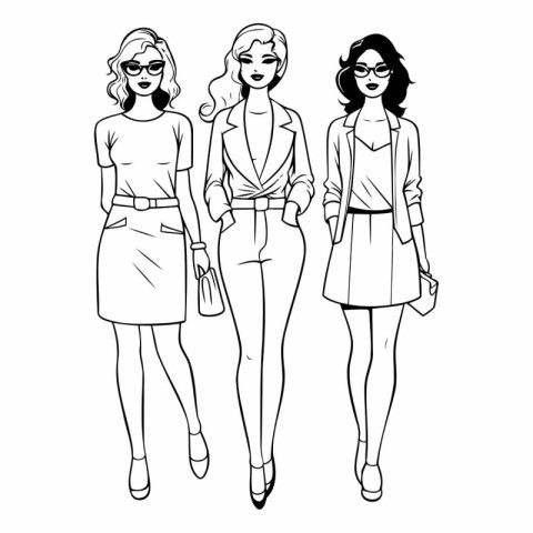 Fashion girls in sketch style of fashion girls.