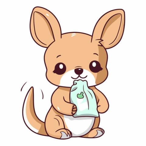 Cute kangaroo with a sanitizer.