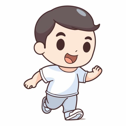 cute little boy running cartoon vector illustration graphic desi