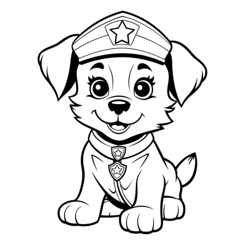 Illustration of Cute Puppy in Sailor Costume for Coloring Book