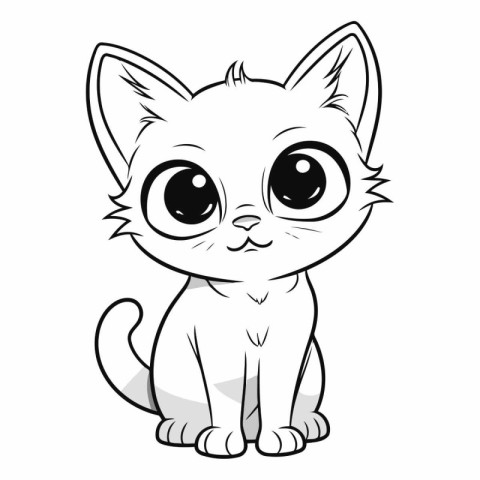 Cute cartoon kitten isolated on a white background.