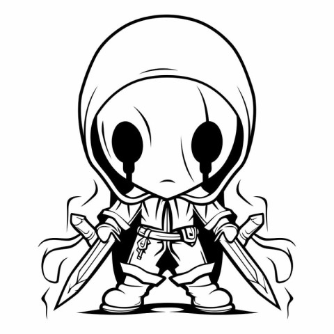 knight with sword and helmet in black and white