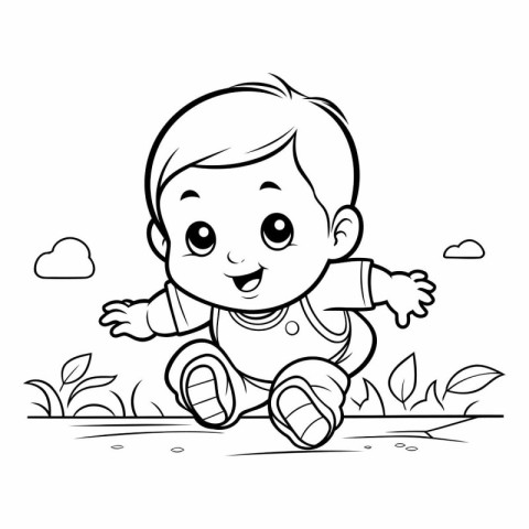 Coloring Page Outline Of Cute Little Baby Boy Cartoon Character