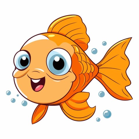 Illustration of a Cute Fish Cartoon Character on a White Backgro