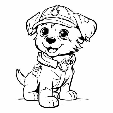 Cute puppy in a firefighter uniform for your design