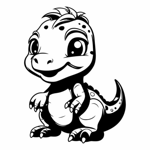 Cute Dinosaur Cartoon Mascot Character Isolated on White Backgro