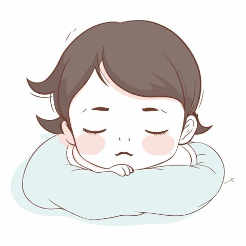 Illustration of a Cute Little Girl Sleeping on a Blanket