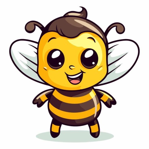 Cute cartoon bee isolated on a white background.