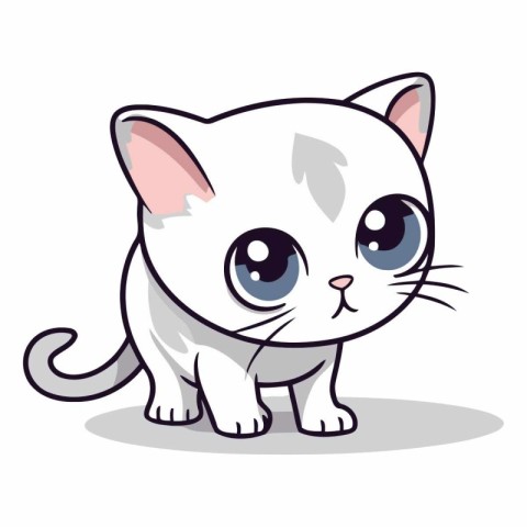 Cute cartoon cat isolated on a white background.