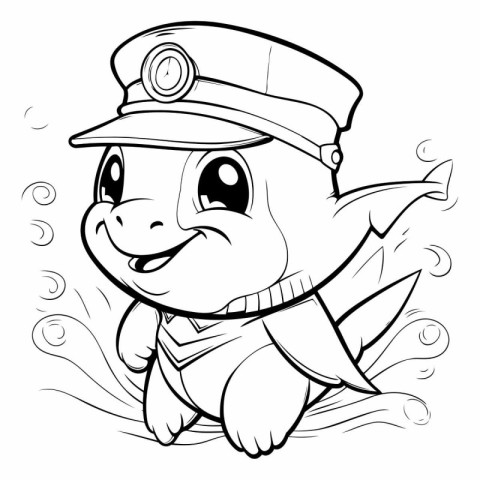 Coloring Book of Cute Cartoon Policeman - Vector Illustration