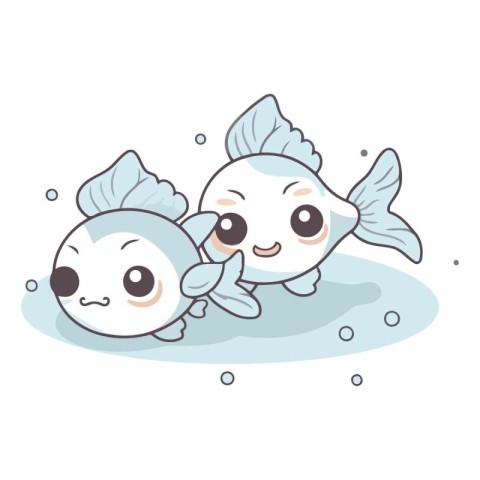 Cute cartoon fish isolated on a white background.