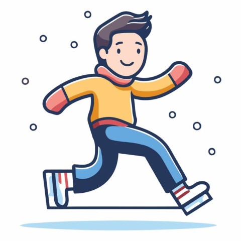 Vector illustration of a man skating on ice rink. Flat style.