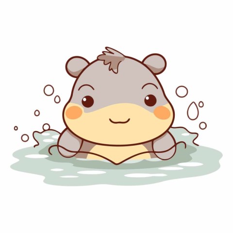 Cute hippopotamus swimming in the water.