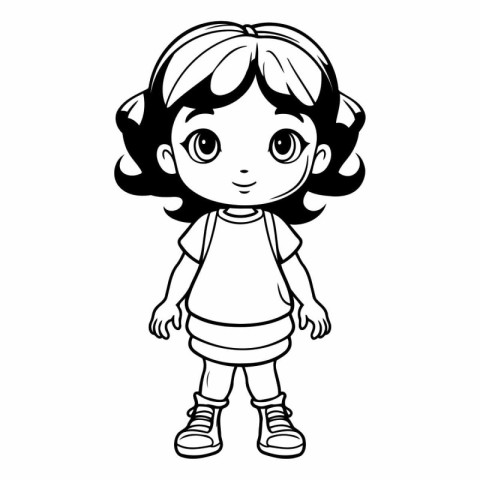 cute little girl cartoon vector illustration graphic design vect