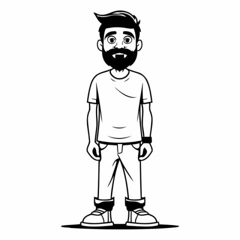 young man with beard and casual clothes cartoon character vector