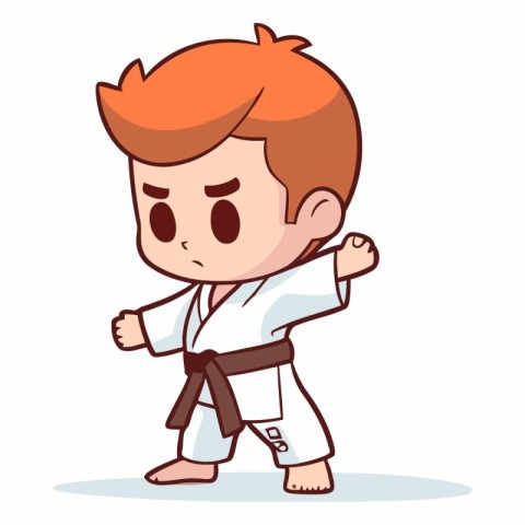 Taekwondo - Cute Cartoon karate boy vector illustration