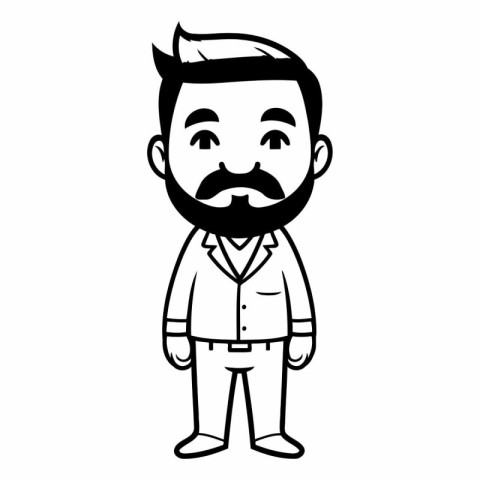 man with beard and mustache avatar cartoon character in black an