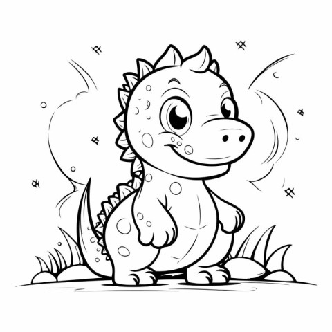 Coloring Page Outline Of Cute Dinosaur Cartoon Character Vector