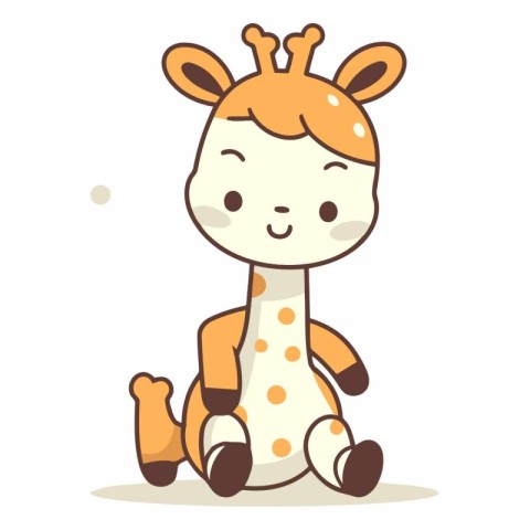 Cute giraffe cartoon character isolated on white background.