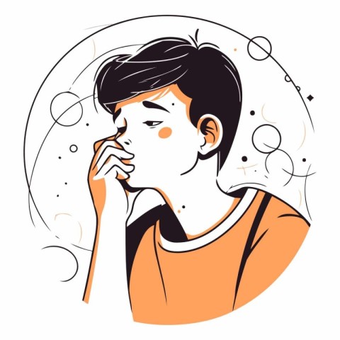 Vector illustration of a young man talking on the phone. The con