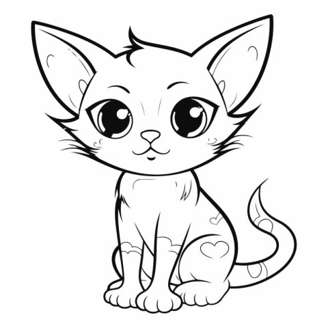 Cute cartoon cat. Black and white vector illustration for colori