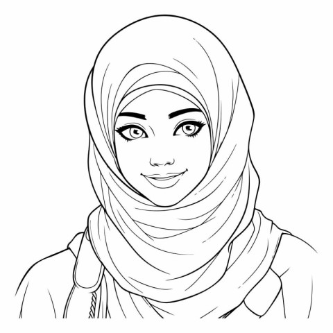 Muslim woman in hijab. sketch for your design.