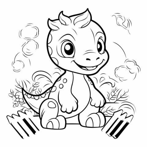 Illustration of a Cute Baby Animal Coloring Page for Kids