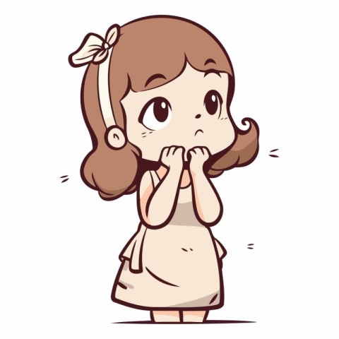 Illustration of a Cute Girl Praying with Her Eyes Closed