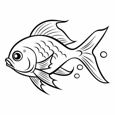 Illustration of a fish swimming in the sea on a white background