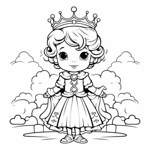 Coloring Page Outline Of Little Princess.