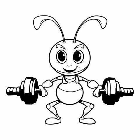 Black and White Cartoon Illustration of Funny Ant Character with