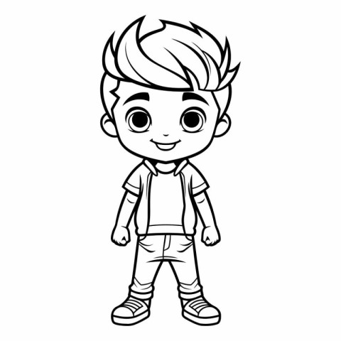 cute little boy with hairstyle and casual clothes vector illustr