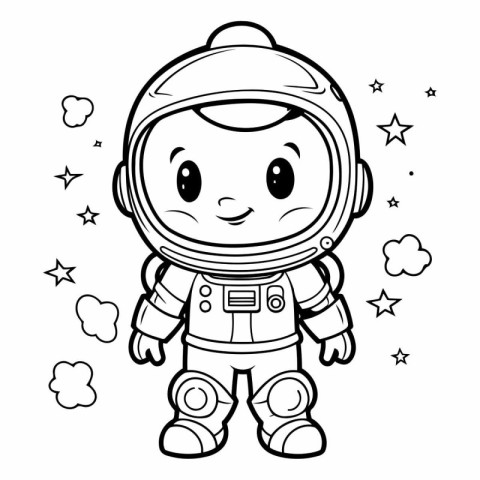 Coloring book for children: astronaut in spacesuit