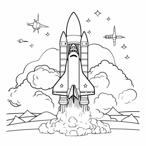 Rocket cartoon design. Spaceship transportation travel adventure