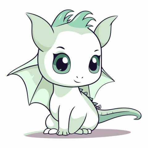 Cute cartoon dragon isolated on a white background.