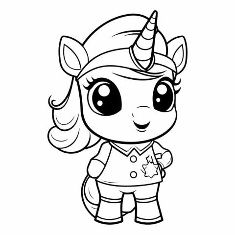 Cute unicorn for coloring book. Coloring page.